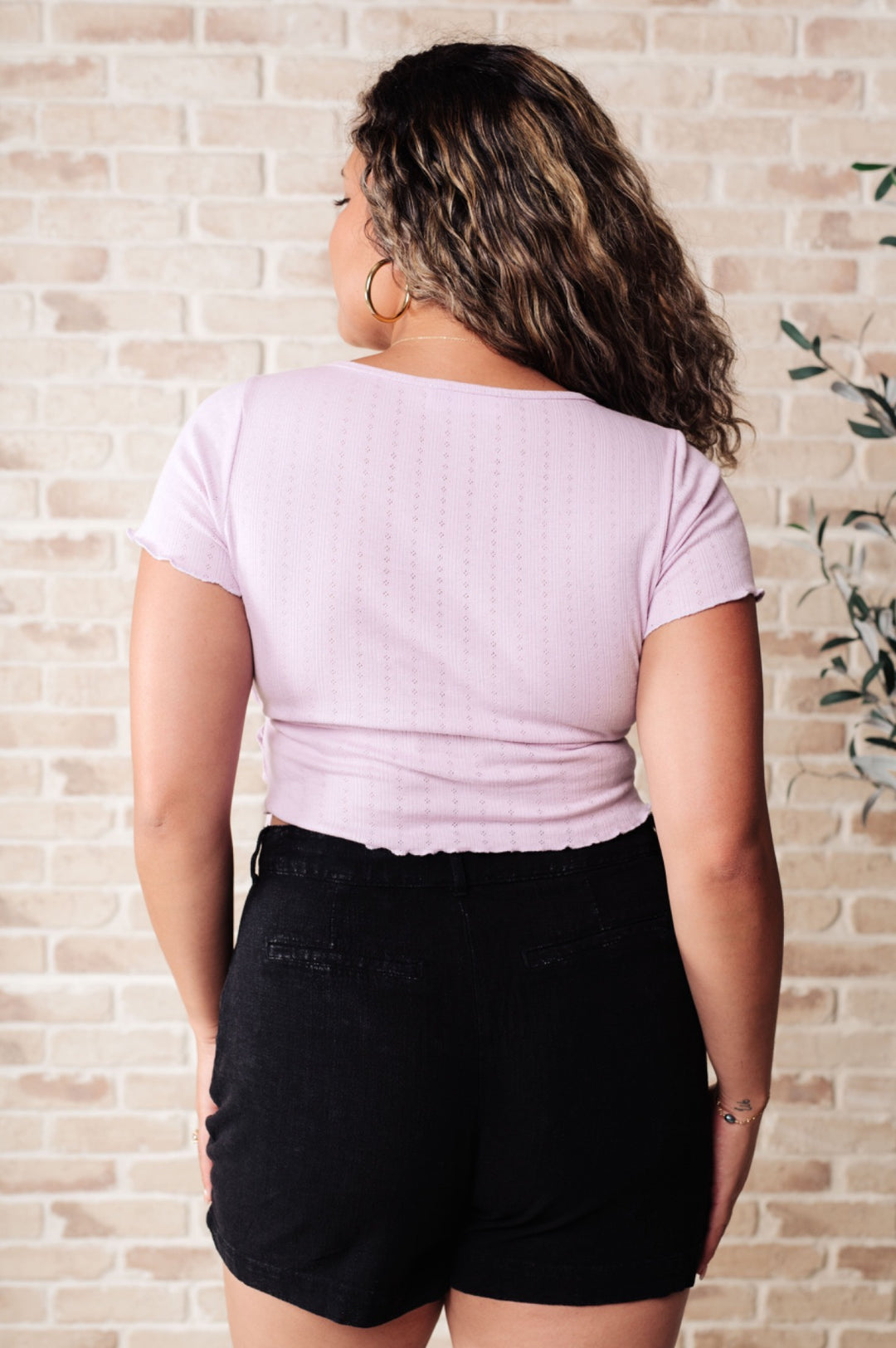 Lavender Short Sleeve Surplice Crop Top - Inspired Eye Boutique