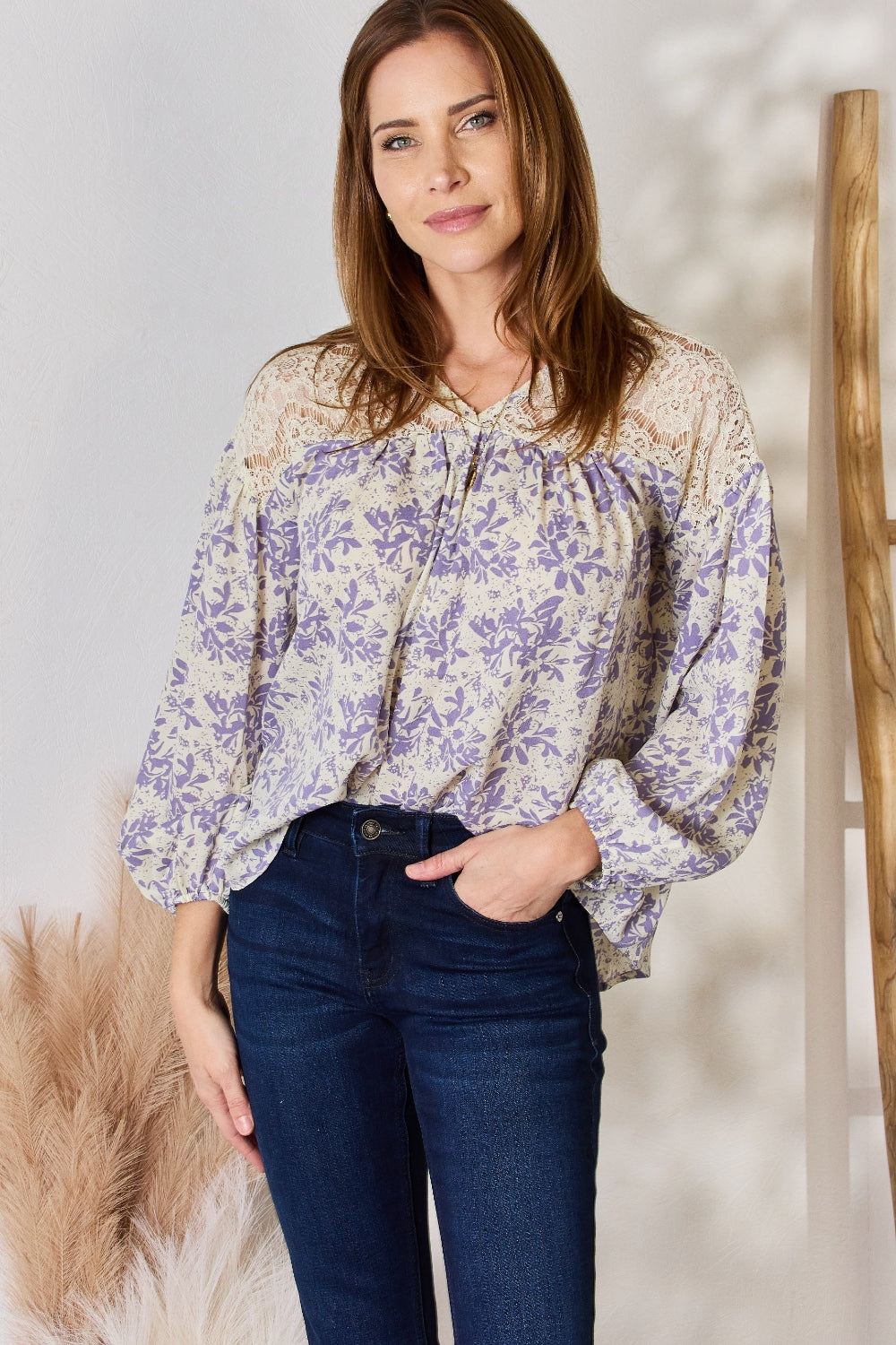 Lace Floral Top - Lavender - Inspired Eye Boutique