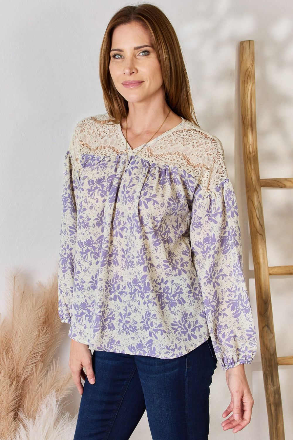 Lace Floral Top - Lavender - Inspired Eye Boutique