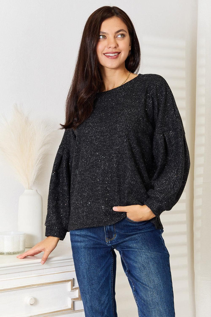 Black Long Sleeve Boat Neck Sweater - Inspired Eye Boutique