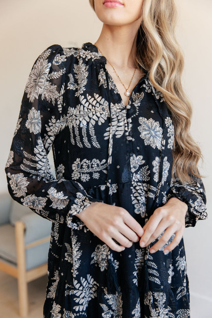 Long Sleeve Black Floral Maxi Dress - Inspired Eye Boutique