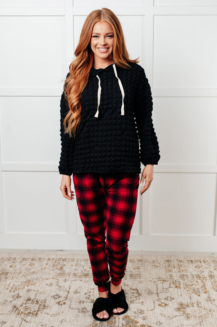 Long Sleeve Bubble Knit Hoodie - Black - Inspired Eye Boutique