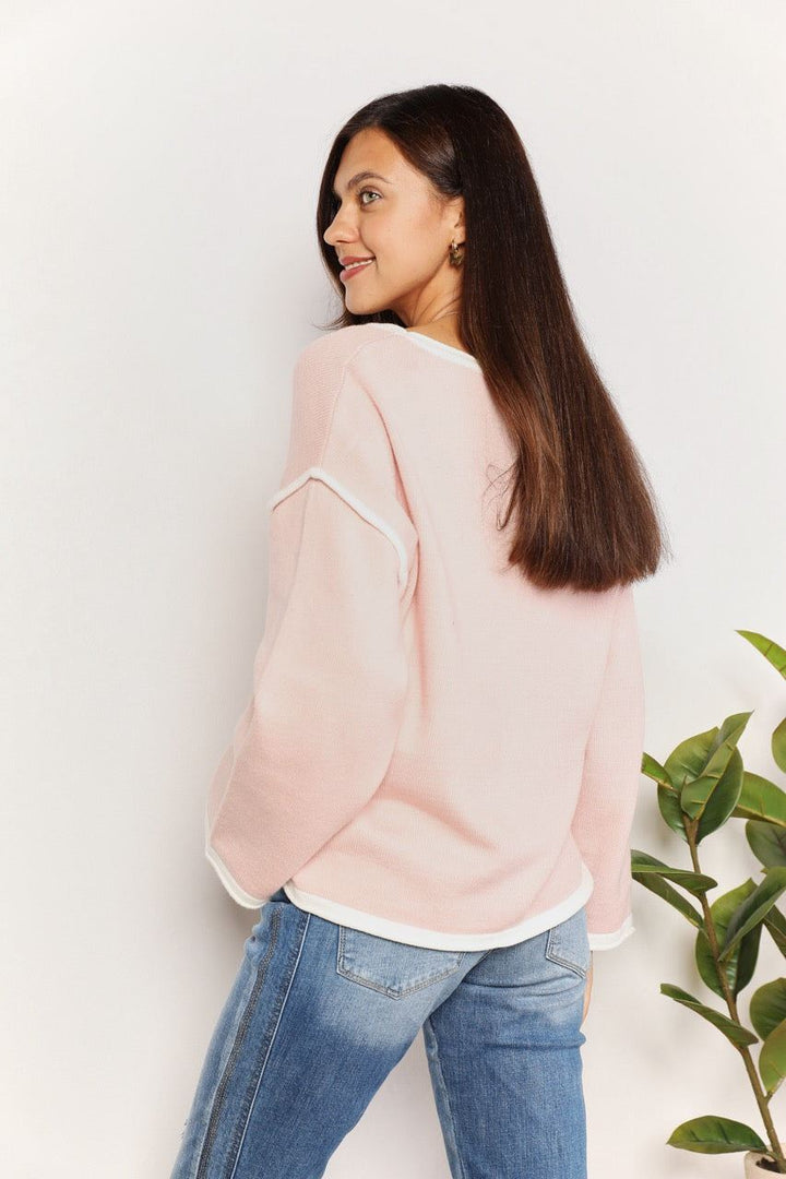 Long Sleeve Knit Top - Pink - Inspired Eye Boutique