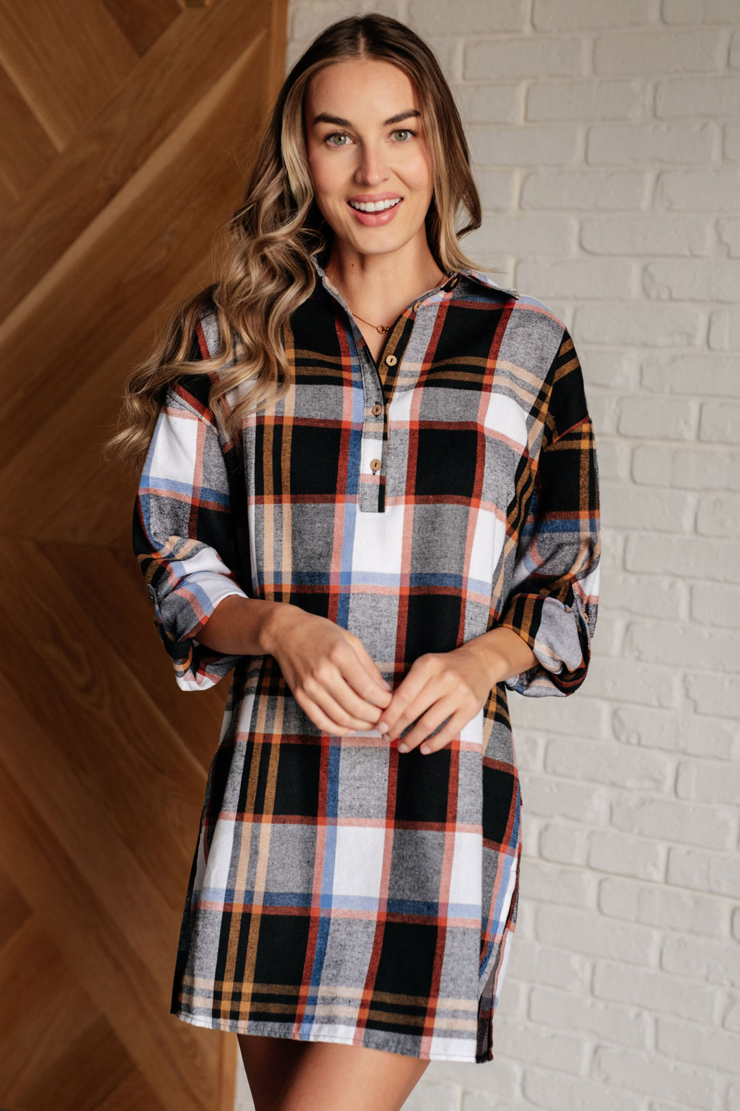 Long Sleeve Plaid Mini Dress - Inspired Eye Boutique