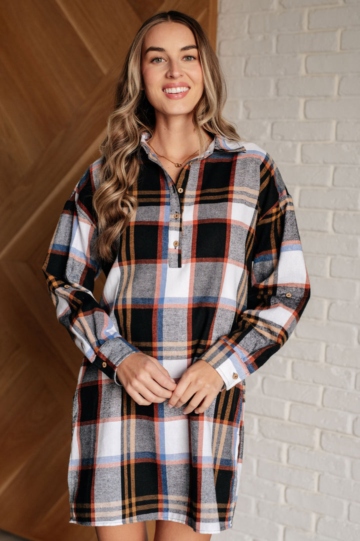 Long Sleeve Plaid Mini Dress - Inspired Eye Boutique