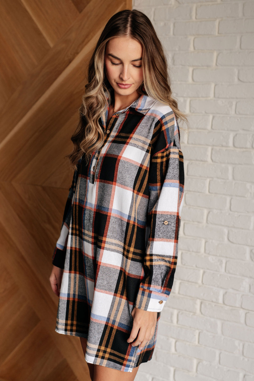 Long Sleeve Plaid Mini Dress - Inspired Eye Boutique