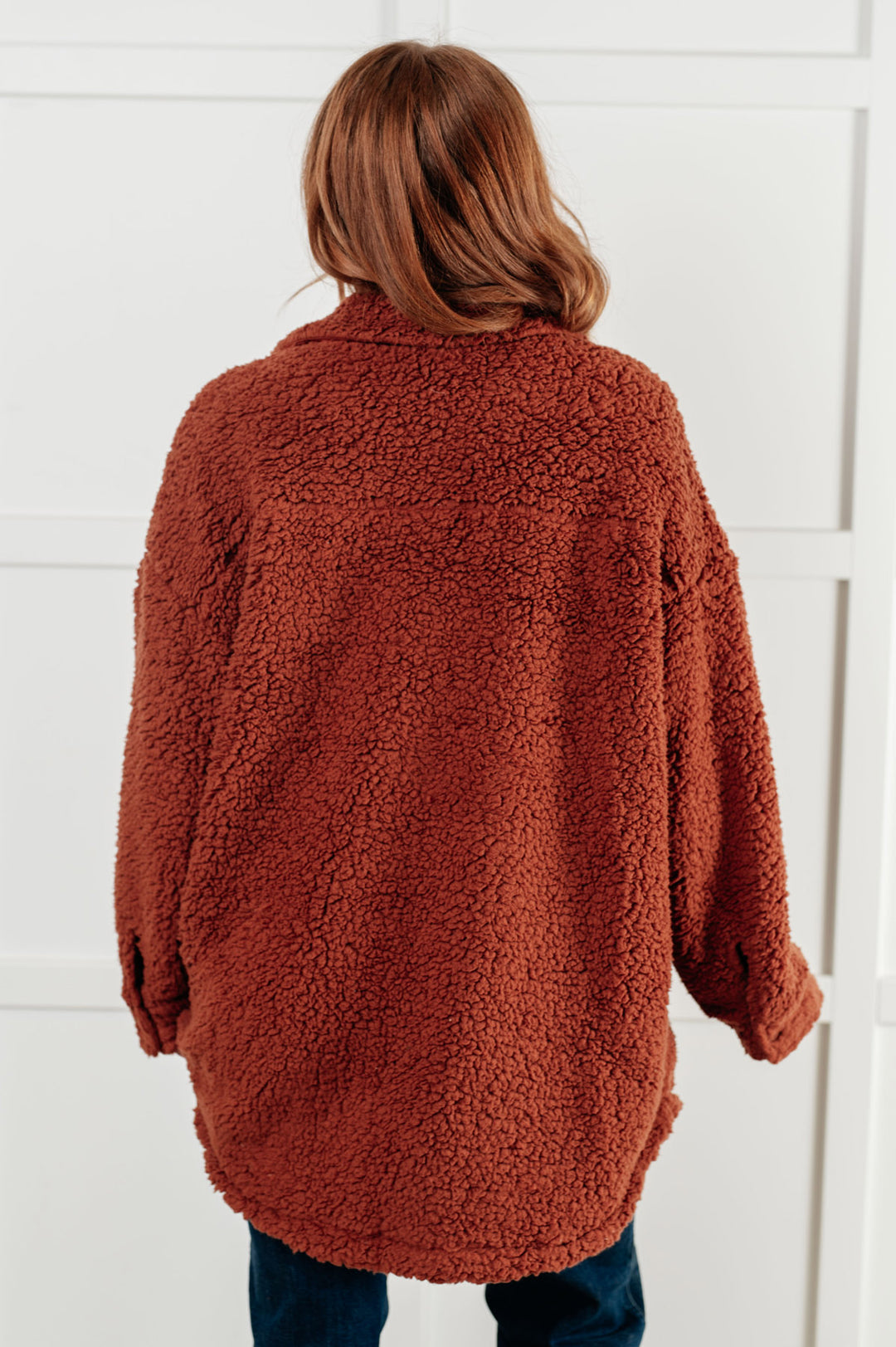 Long Sleeve Sherpa Jacket - Rust - Inspired Eye Boutique