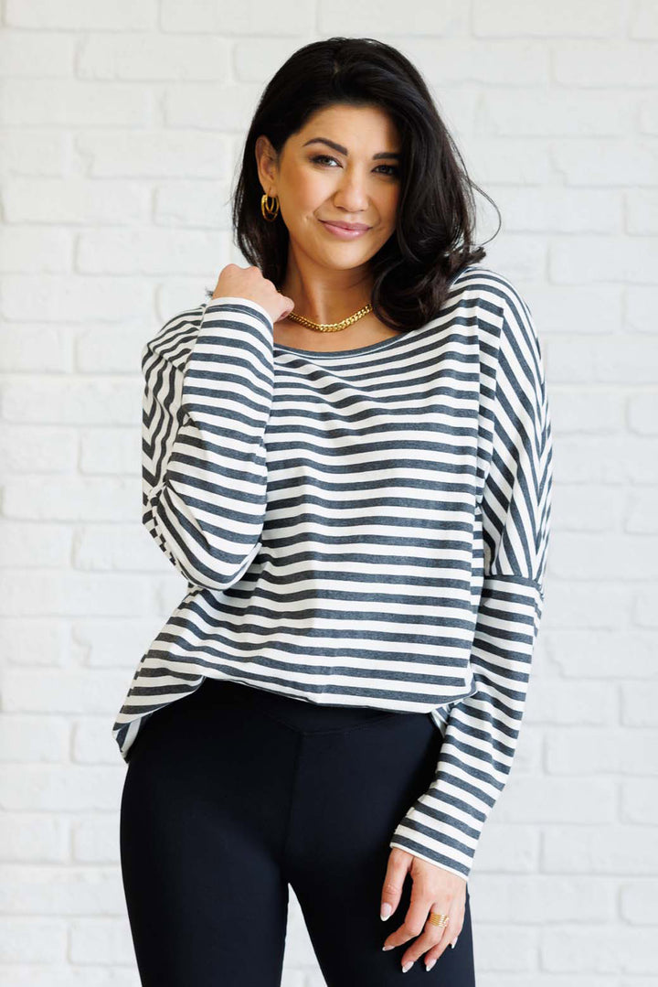 Long Sleeve Striped Oversized Top - Inspired Eye Boutique