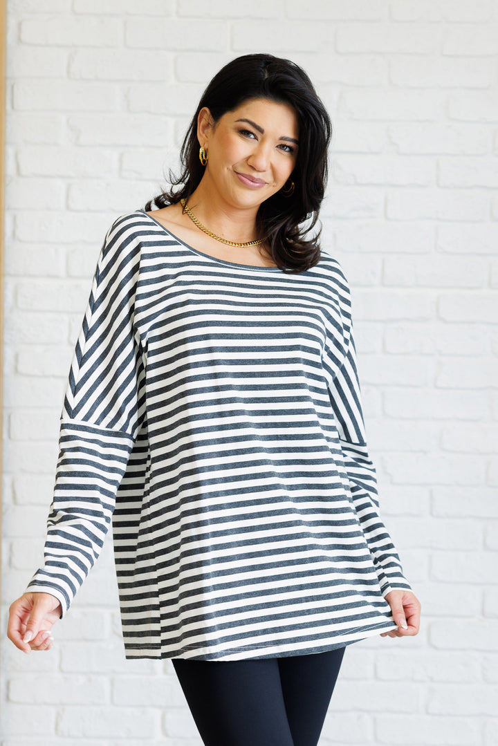 Long Sleeve Striped Oversized Top - Inspired Eye Boutique