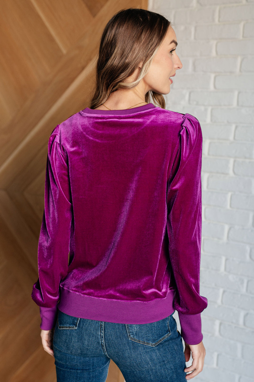 Long Sleeve Velour Top - Magenta - Inspired Eye Boutique