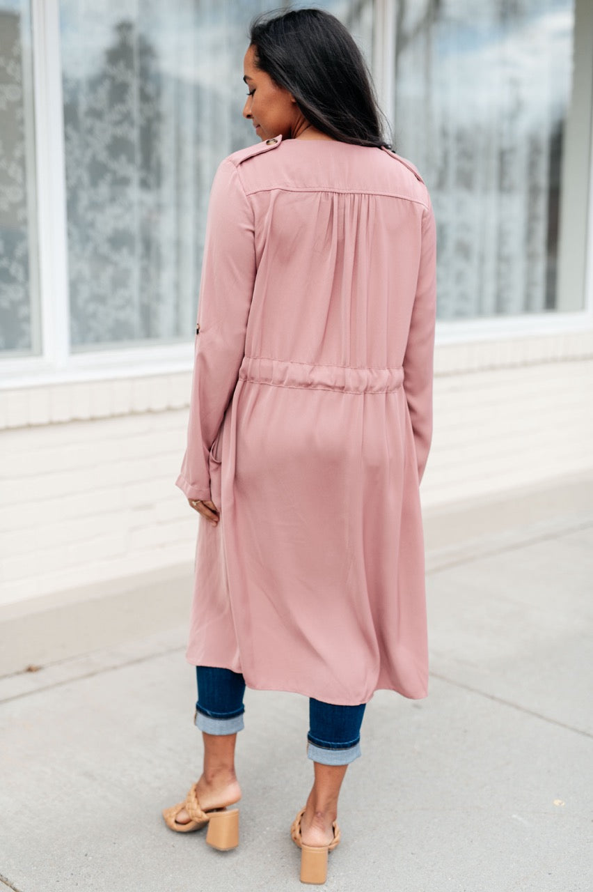 Long Spring Jacket - Pink - Button Front - Inspired Eye Boutique
