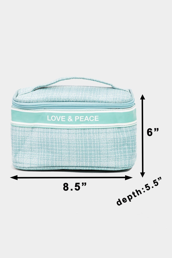 Love & Peace Striped Cosmetic Bag - Inspired Eye Boutique