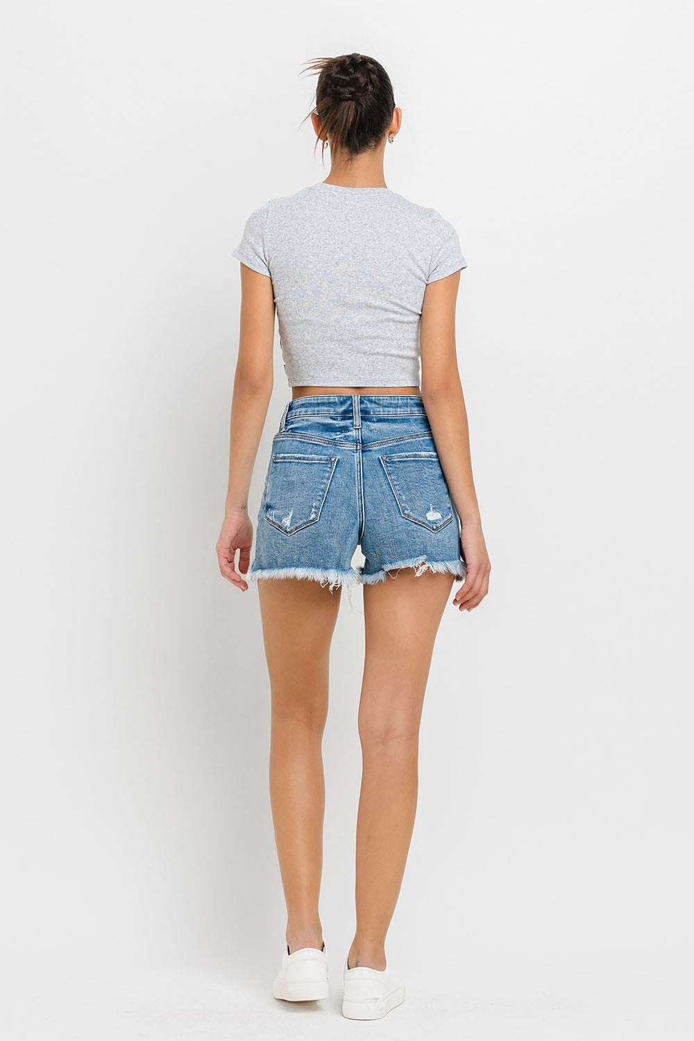 Lovervet Stepped Waist Denim Shorts - Inspired Eye Boutique