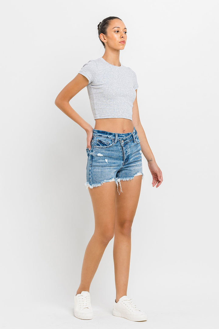 Lovervet Stepped Waist Denim Shorts - Inspired Eye Boutique