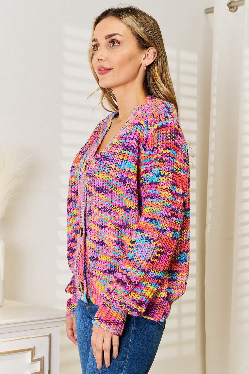 Multicolor Cardigan Sweater - Pink - Inspired Eye Boutique