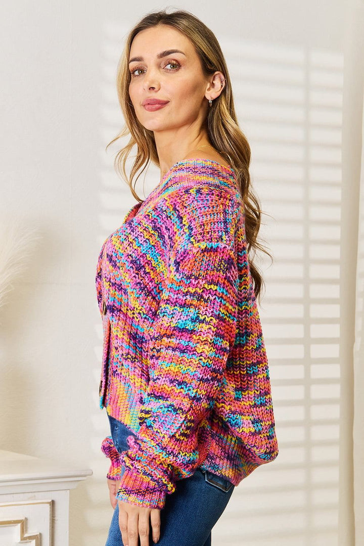 Multicolor Cardigan Sweater - Pink - Inspired Eye Boutique