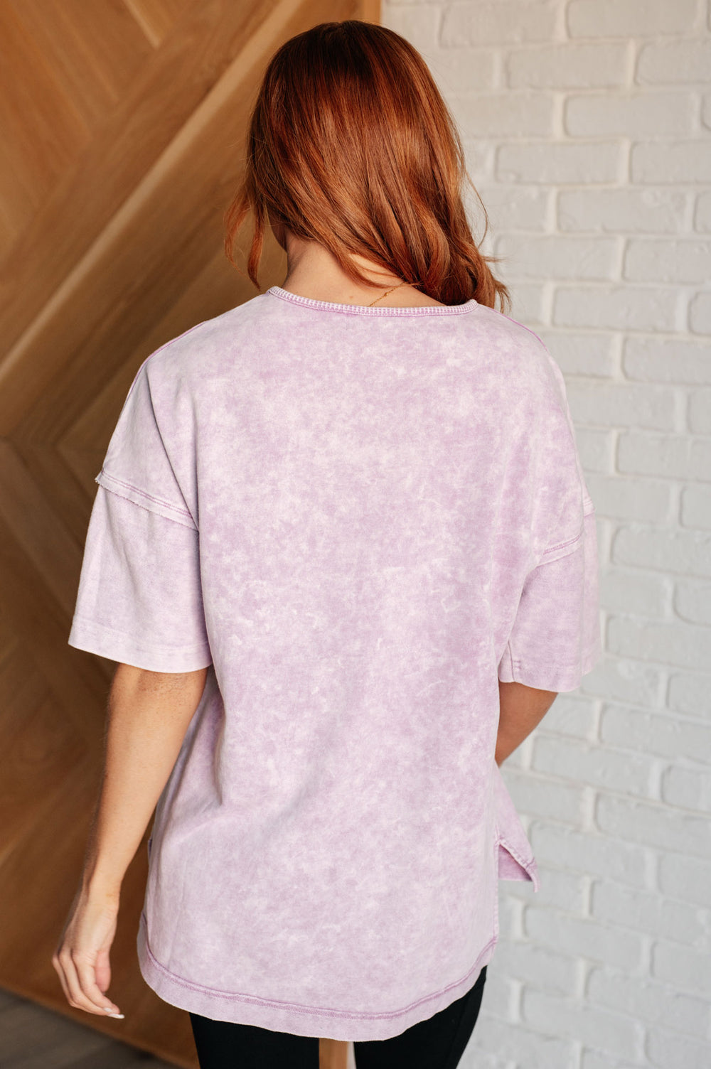 Mineral Wash French Terry Short Sleeve Top - Purple - Inspired Eye Boutique