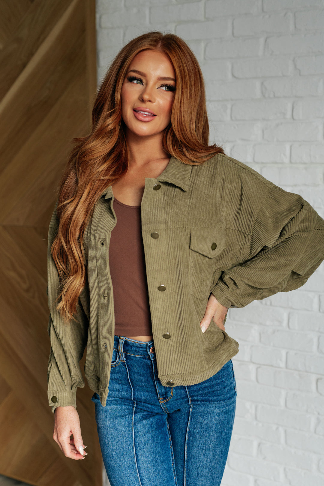 Olive Green Corduroy Jacket - Inspired Eye Boutique