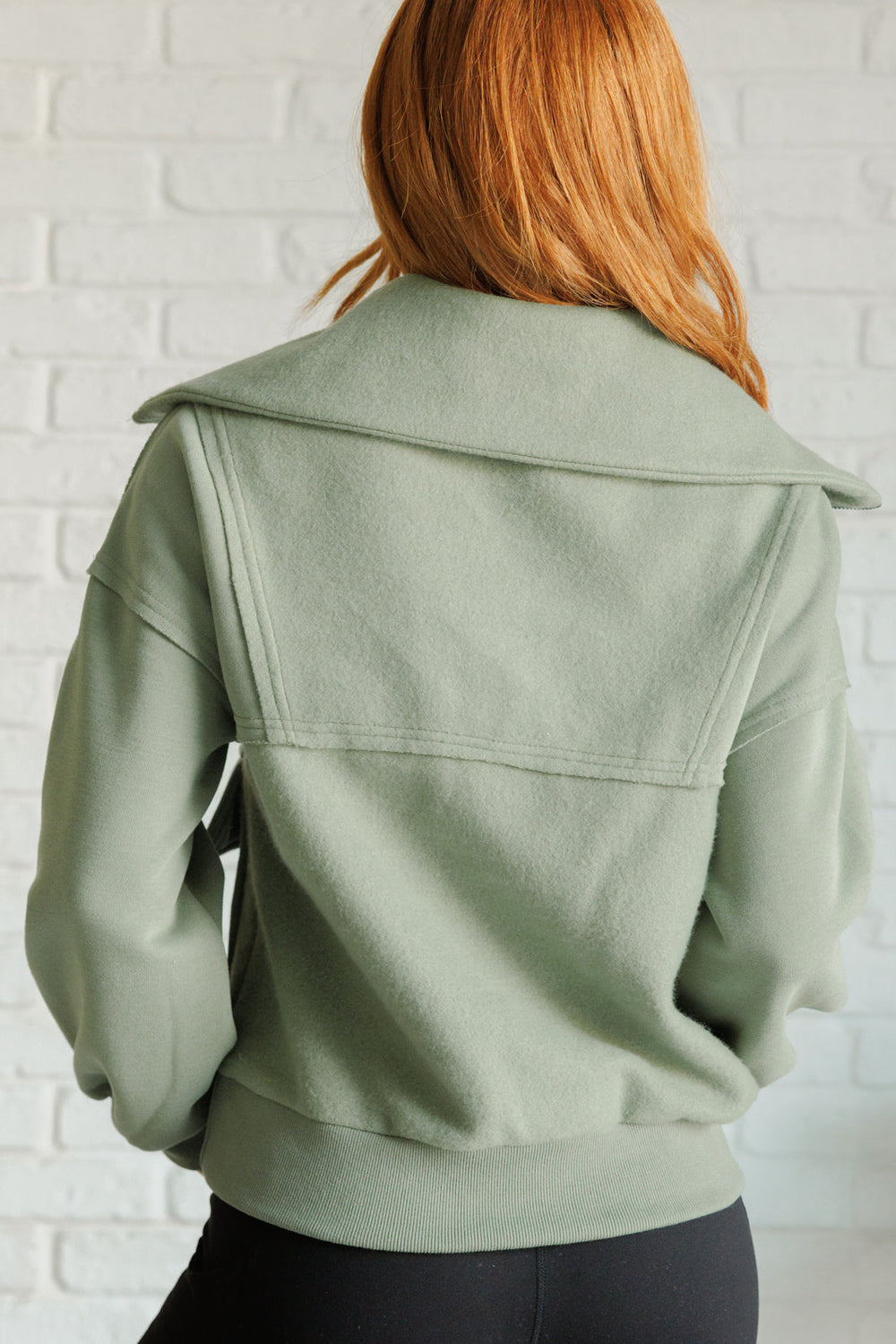 Olive Green Fleece Collared Pullover - Inspired Eye Boutique