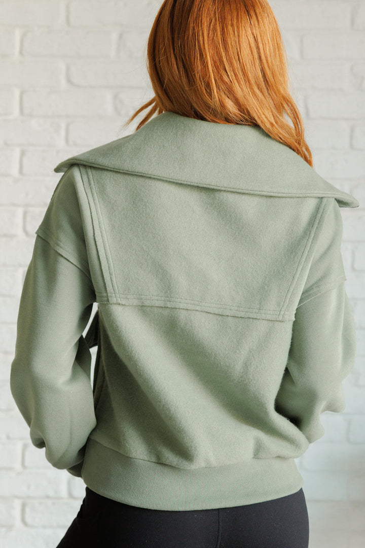 Olive Green Fleece Collared Pullover - Inspired Eye Boutique