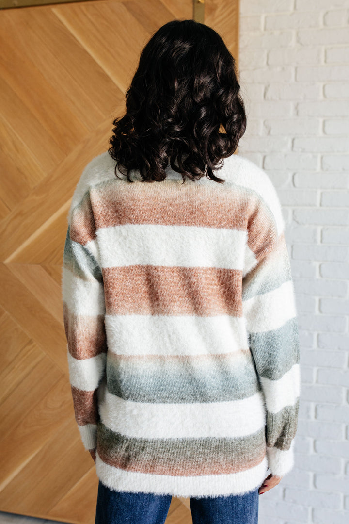 Ombre Striped Button Front Cardigan Sweater - Inspired Eye Boutique