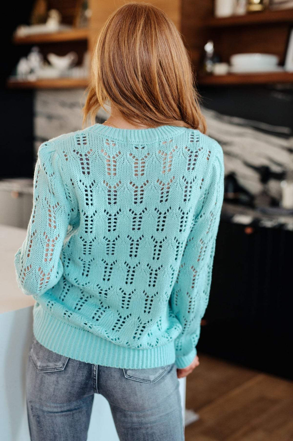 Open Knit Sweater - Teal - Pullover Sweater - Inspired Eye Boutique