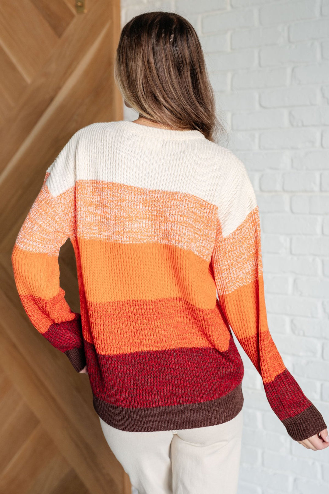 Orange Color Block Sweater - Inspired Eye Boutique