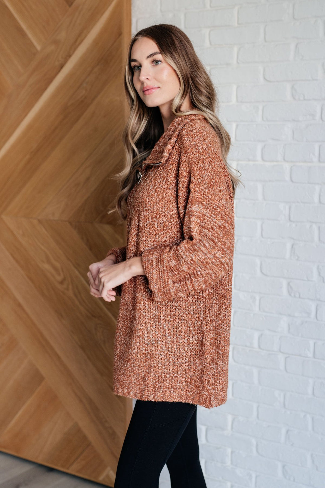 Oversized Half Zip Sweater - Rust - Inspired Eye Boutique