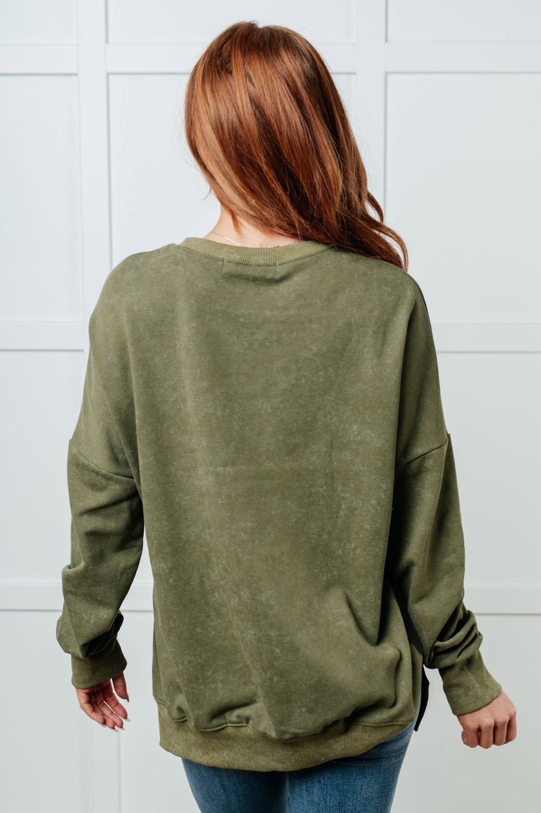 Oversized Pullover French Terry Sweatshirt - Green - Inspired Eye Boutique