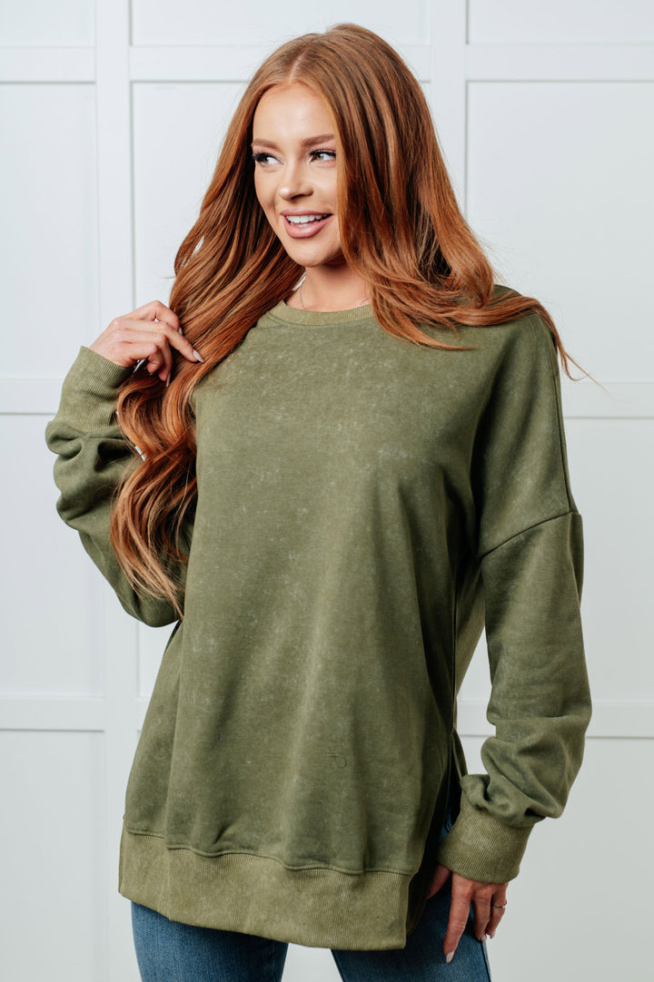 Oversized Pullover French Terry Sweatshirt - Green - Inspired Eye Boutique