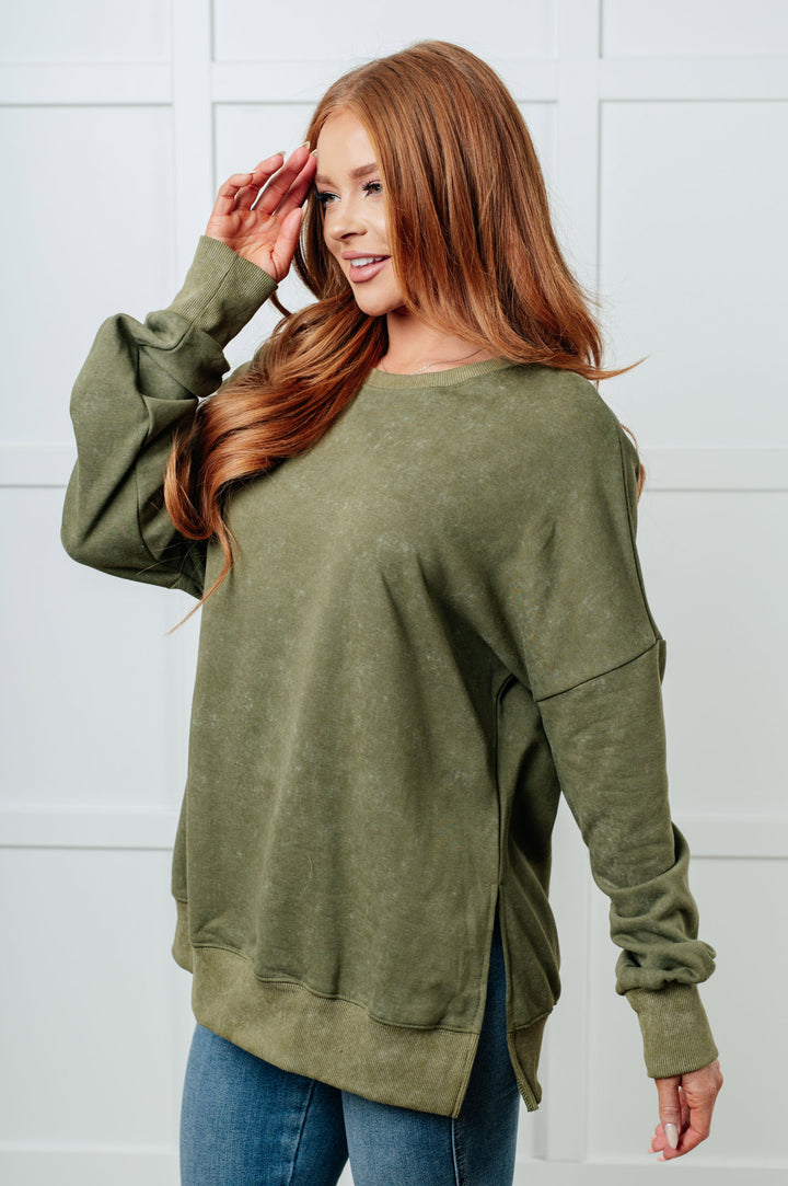 Oversized Pullover French Terry Sweatshirt - Green - Inspired Eye Boutique