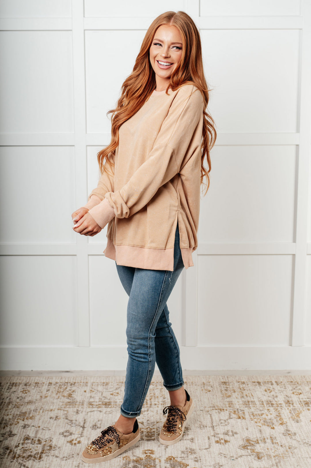 Oversized Pullover French Terry Sweatshirt - Khaki - Inspired Eye Boutique