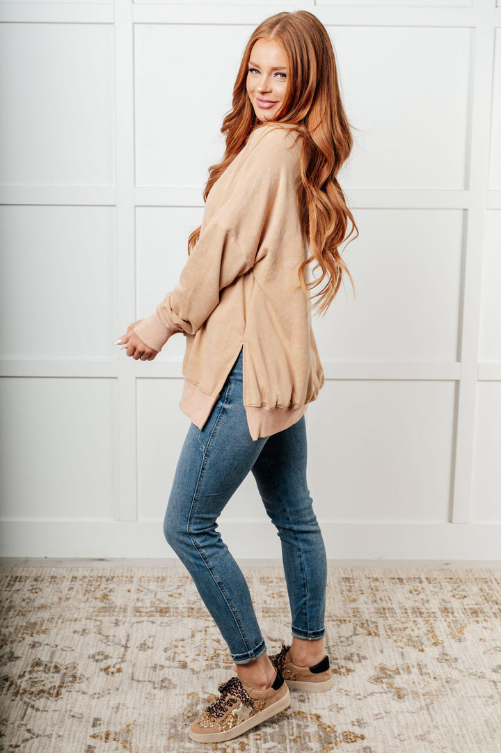 Oversized Pullover French Terry Sweatshirt - Khaki - Inspired Eye Boutique