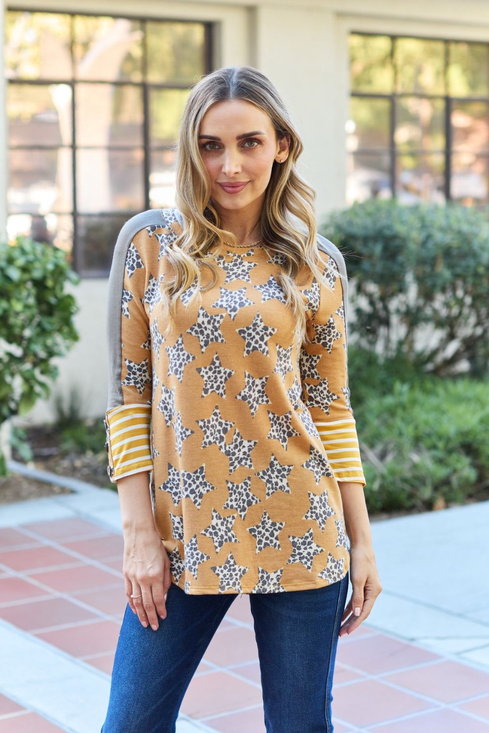 Printed Tunic - Yellow Leopard - Long Sleeve - Inspired Eye Boutique