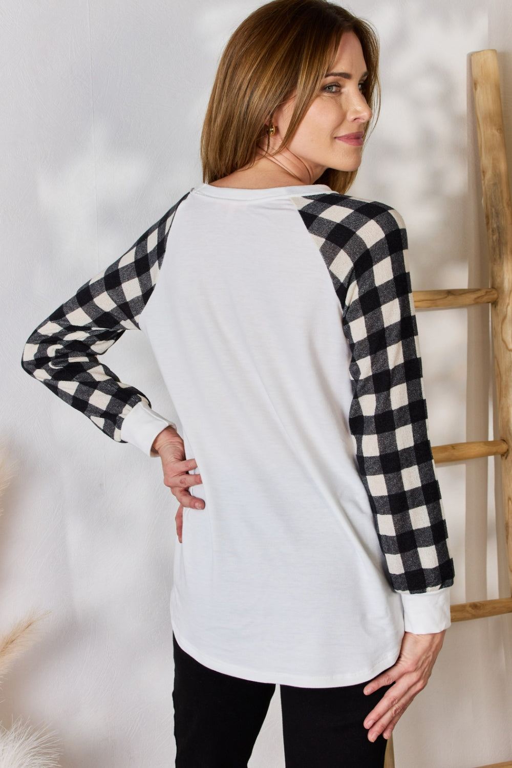 Black and White Plaid Long Sleeve Shirt - Inspired Eye Boutique