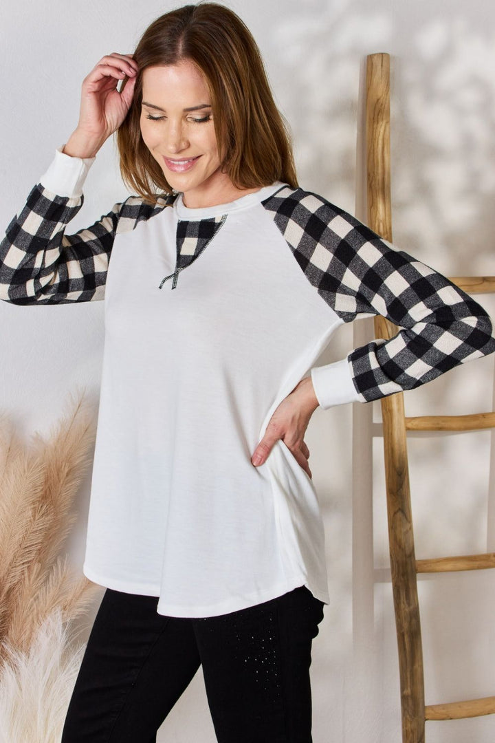 Black and White Plaid Long Sleeve Shirt - Inspired Eye Boutique