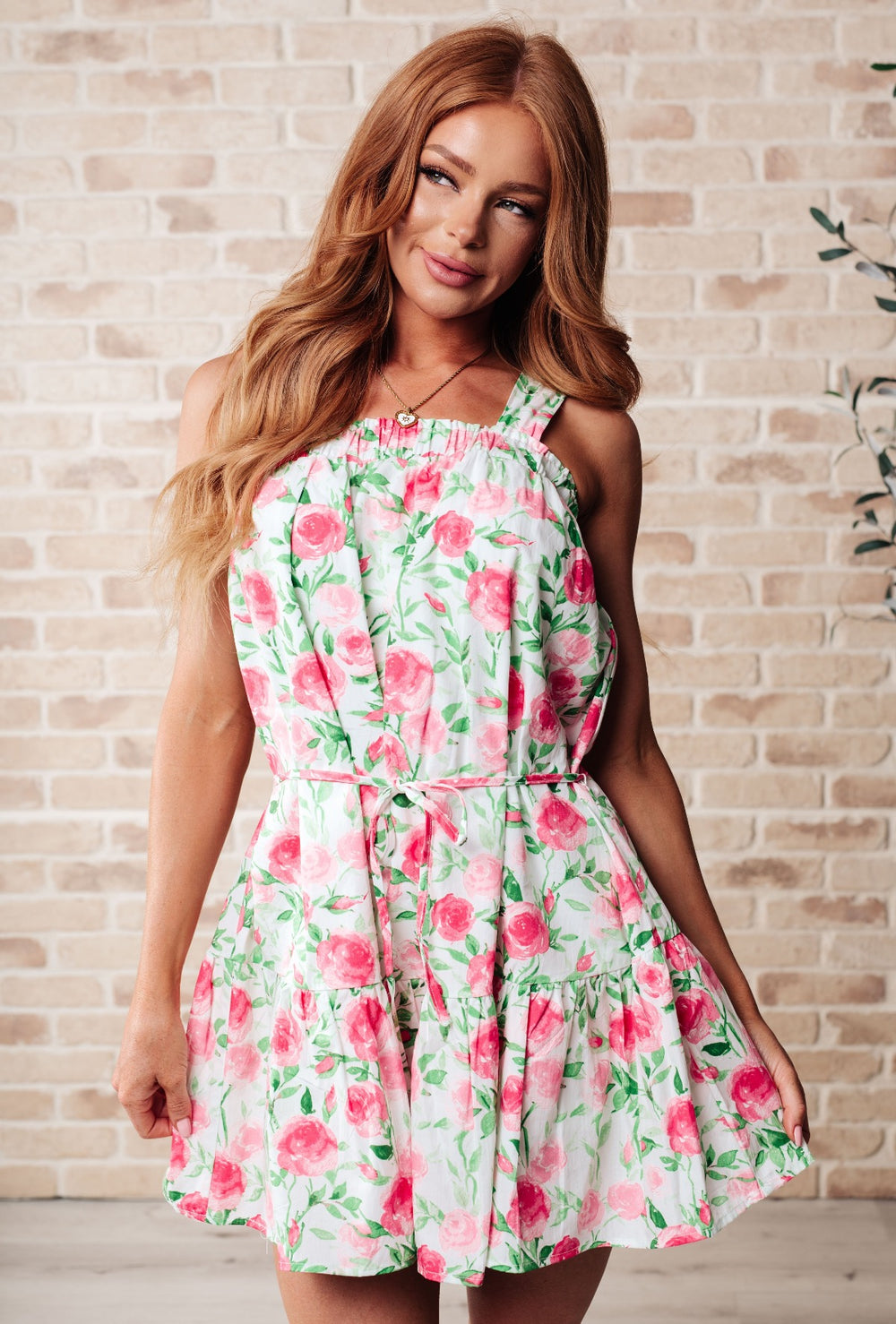 Pink and Green Floral Dress - Inspired Eye Boutique