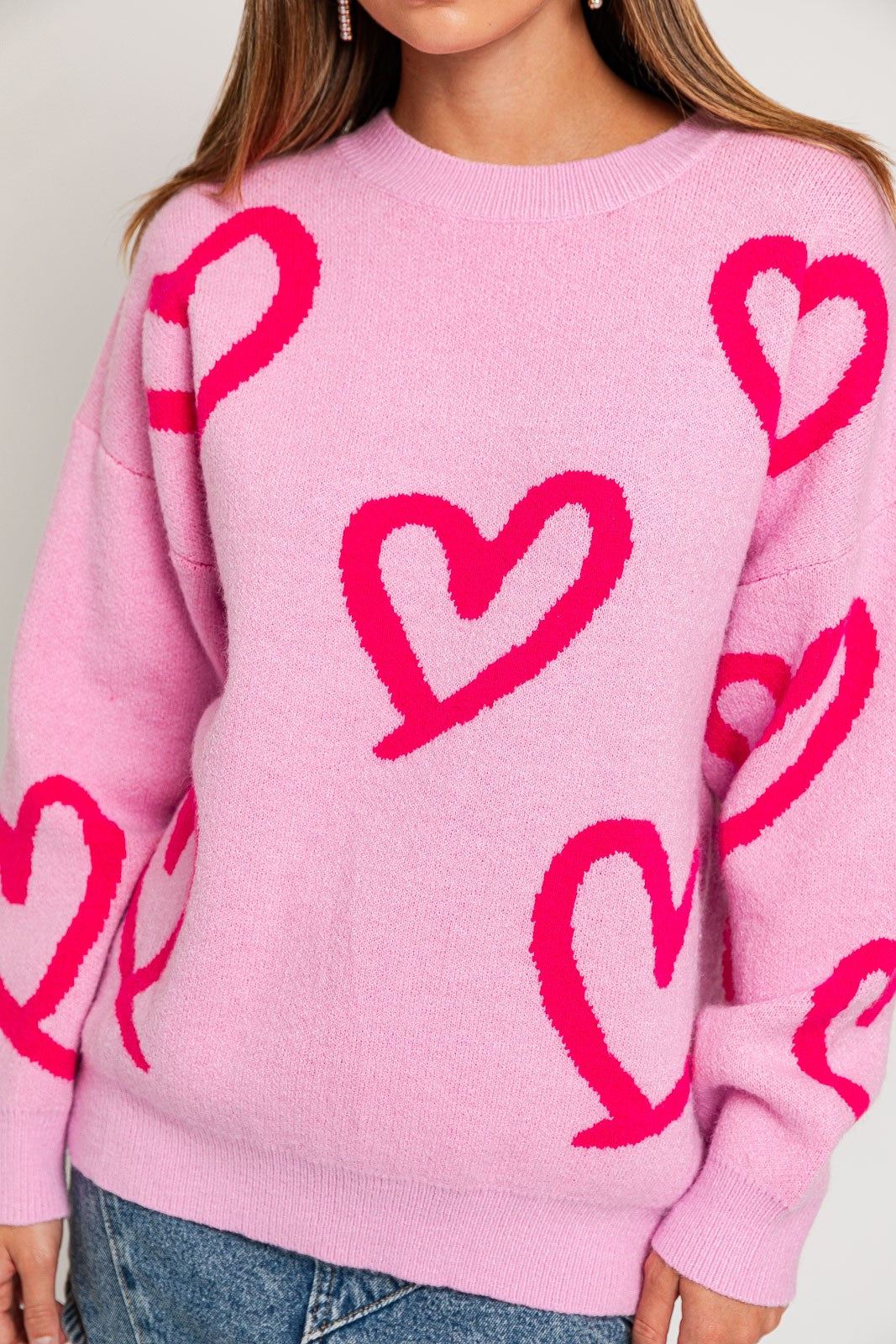 Pink Heart Sweater - Inspired Eye Boutique