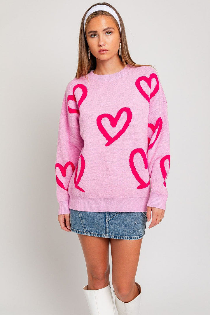 Pink Heart Sweater - Inspired Eye Boutique