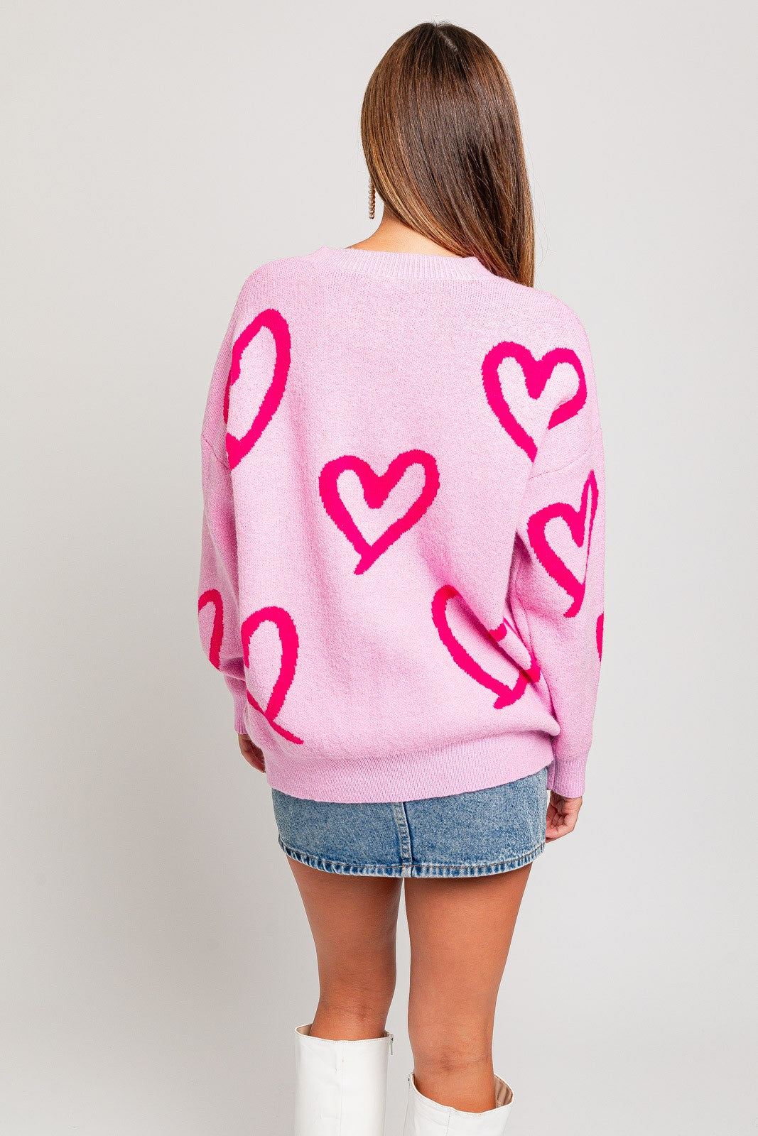 Pink Heart Sweater - Inspired Eye Boutique