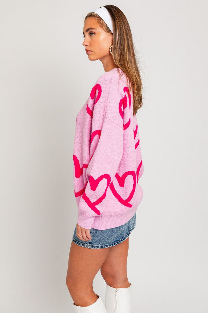 Pink Heart Sweater - Inspired Eye Boutique