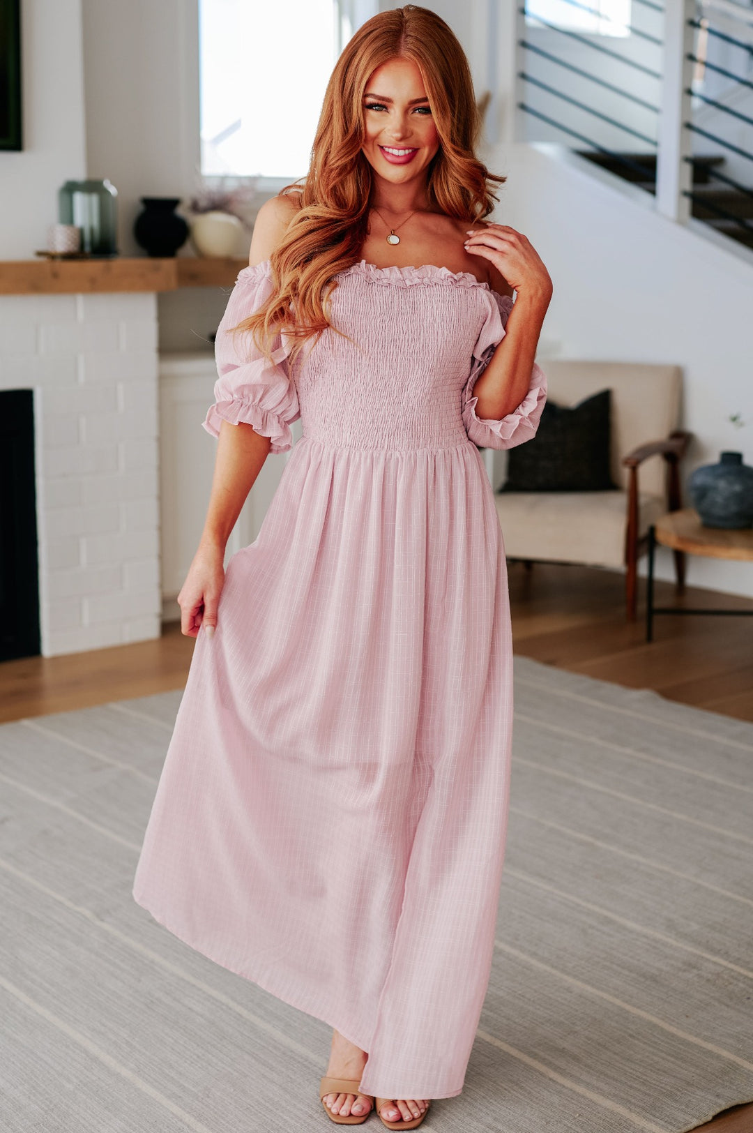 Pink Off the Shoulder Maxi Dress - Inspired Eye Boutique