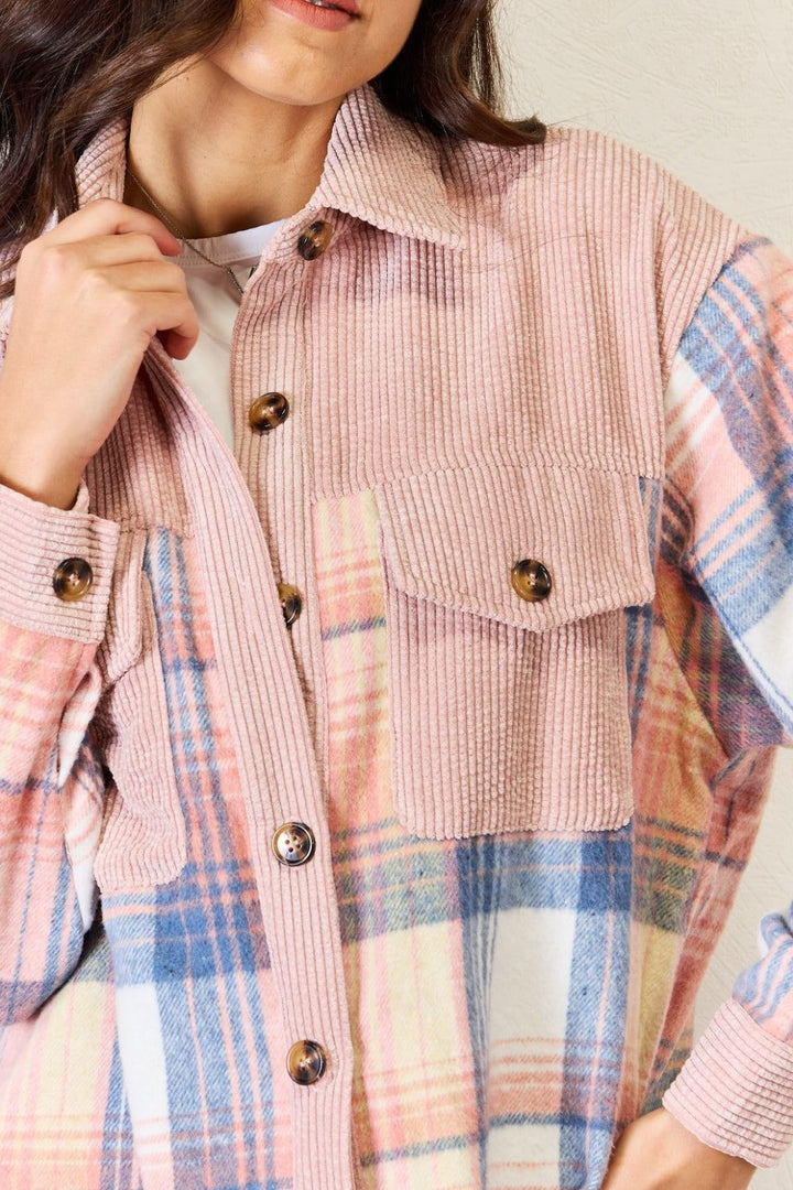 Pink Plaid Colorblock Shacket - Inspired Eye Boutique