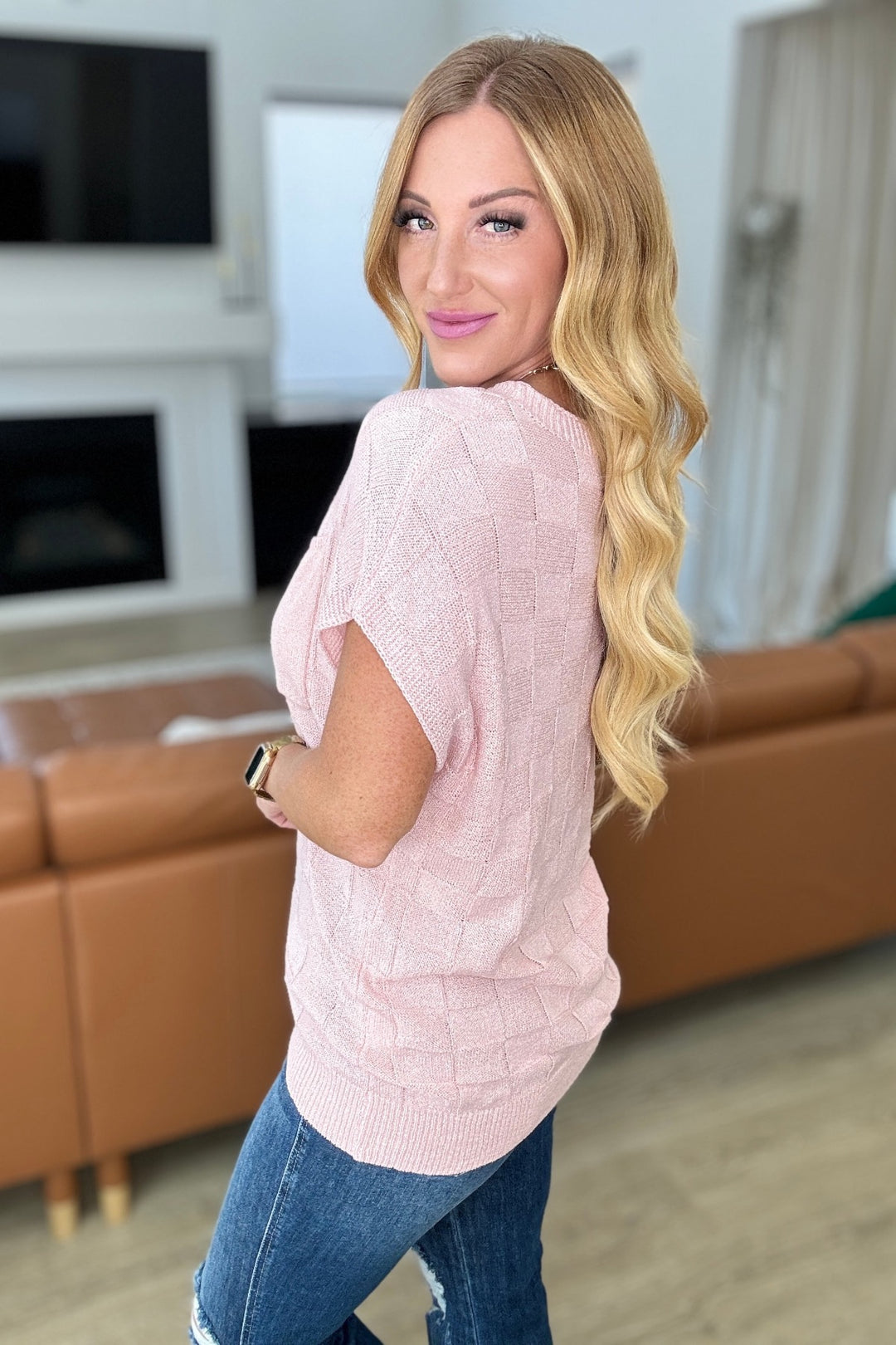 Pink Short Sleeve Sweater - Inspired Eye Boutique