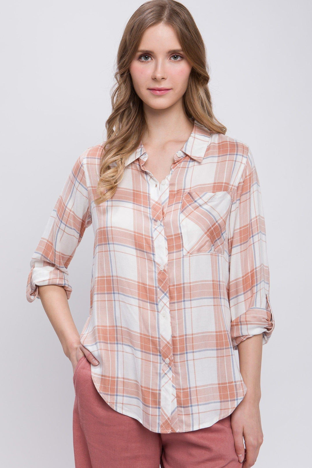 Women's Plaid Button-Up Shirt - Inspired Eye Boutique