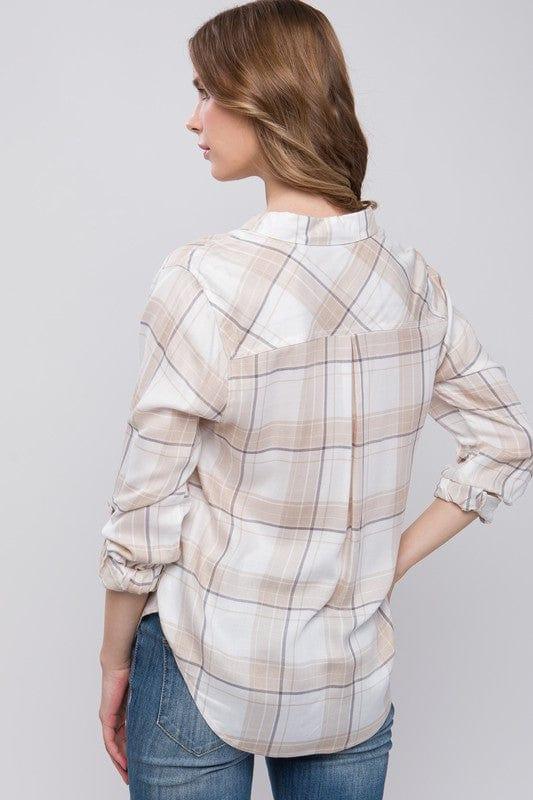 Women's Plaid Button-Up Shirt - Inspired Eye Boutique