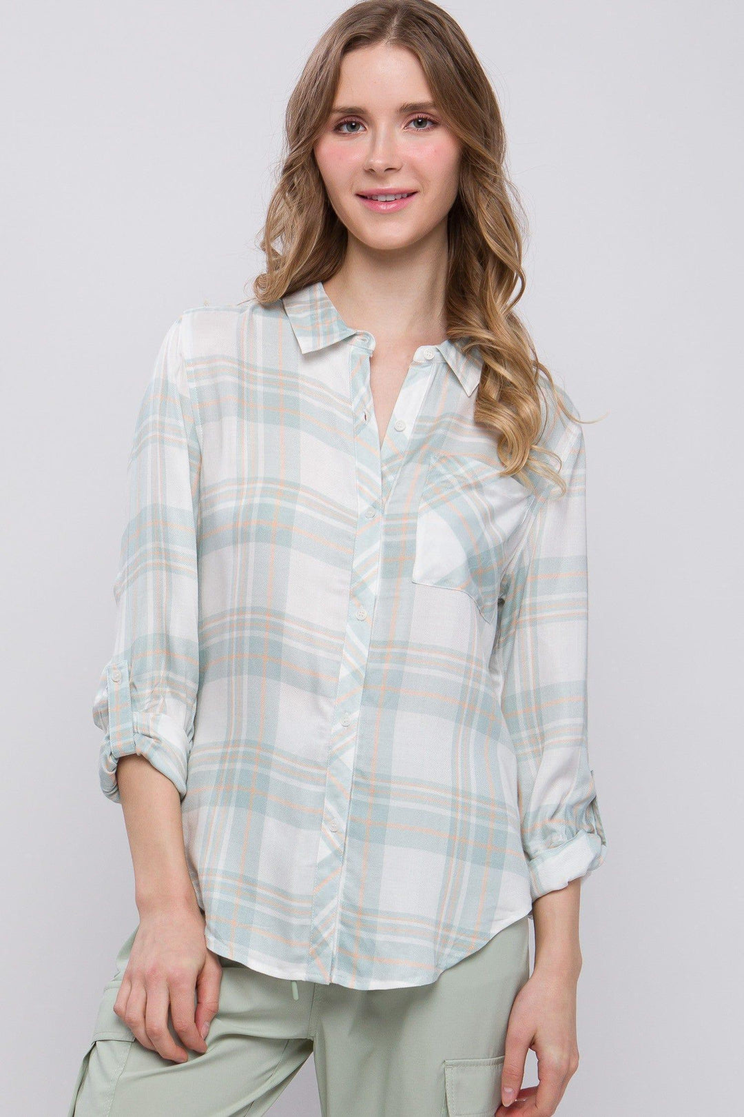 Women's Plaid Button-Up Shirt - Inspired Eye Boutique