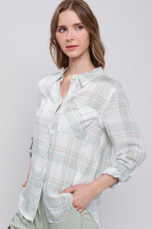 Women's Plaid Button-Up Shirt - Inspired Eye Boutique