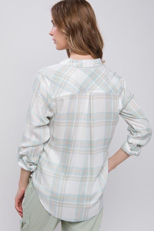 Women's Plaid Button-Up Shirt - Inspired Eye Boutique