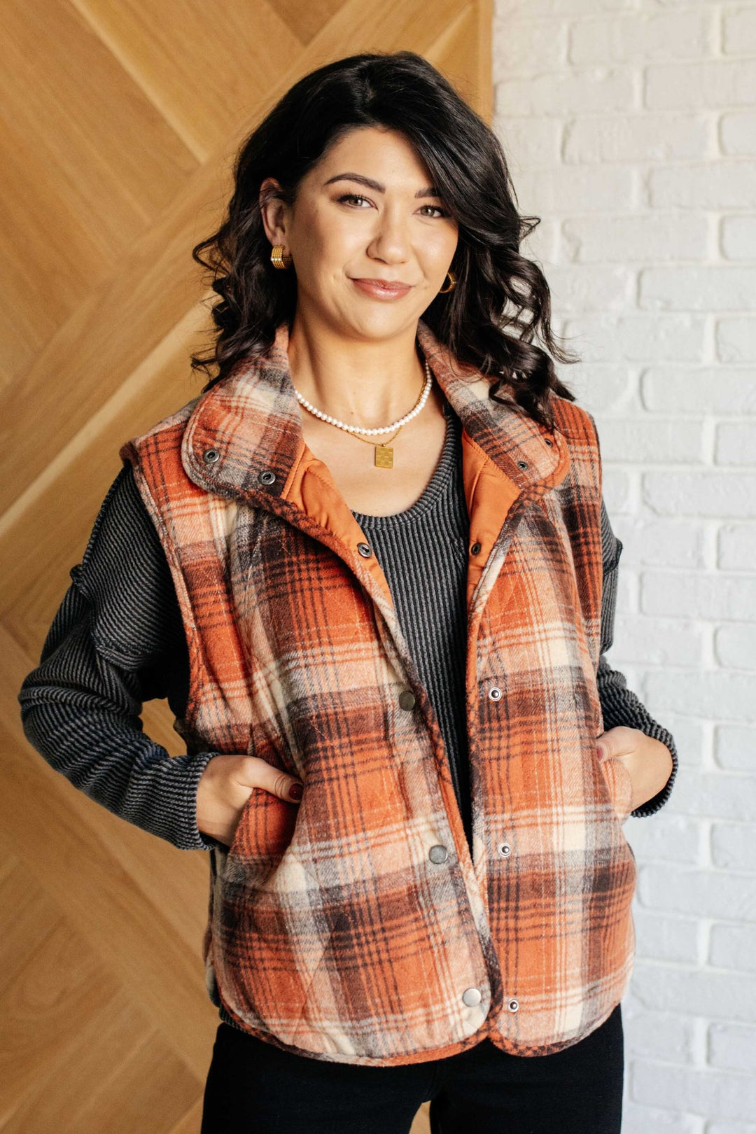 Plaid Snap Front Sleeveless Vest - Inspired Eye Boutique